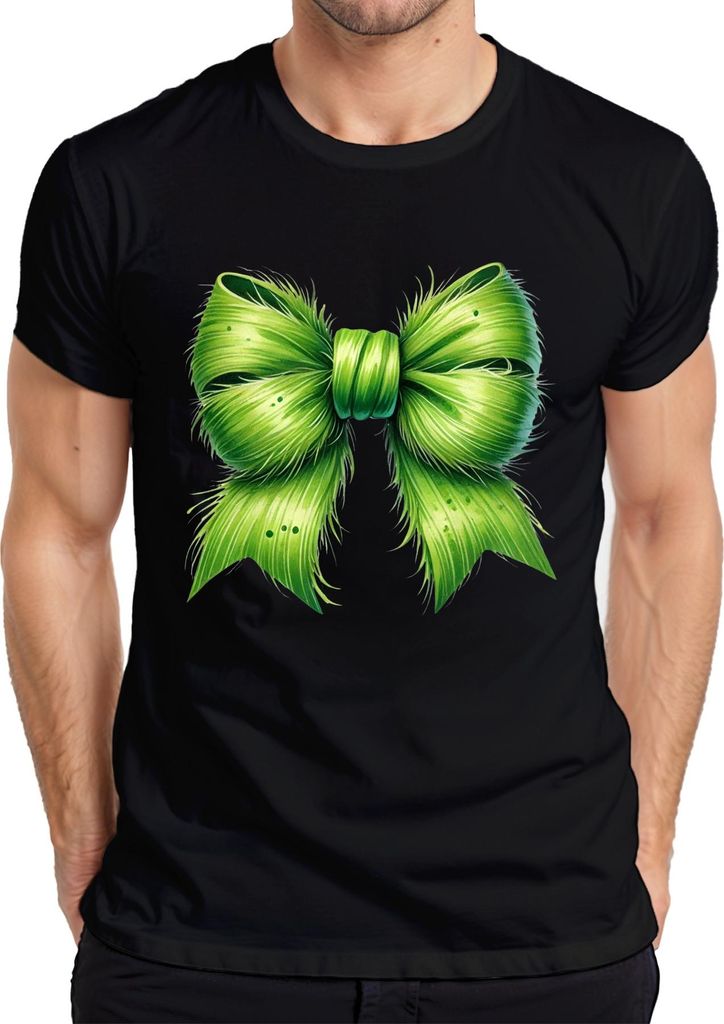 Grüne Schleife Weihnachtsdeko Geschenk Haaraccessoire Vintage Herren T-Shirt, Schwarz, XL