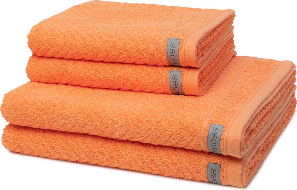 Ross Smart 2 X Handtuch 2 X Duschtuch im Set Frottee gerippt 520 g/m² superweich, Hautfreundlich saugstark pflegeleicht, Gewebte Bordüre modernes...
