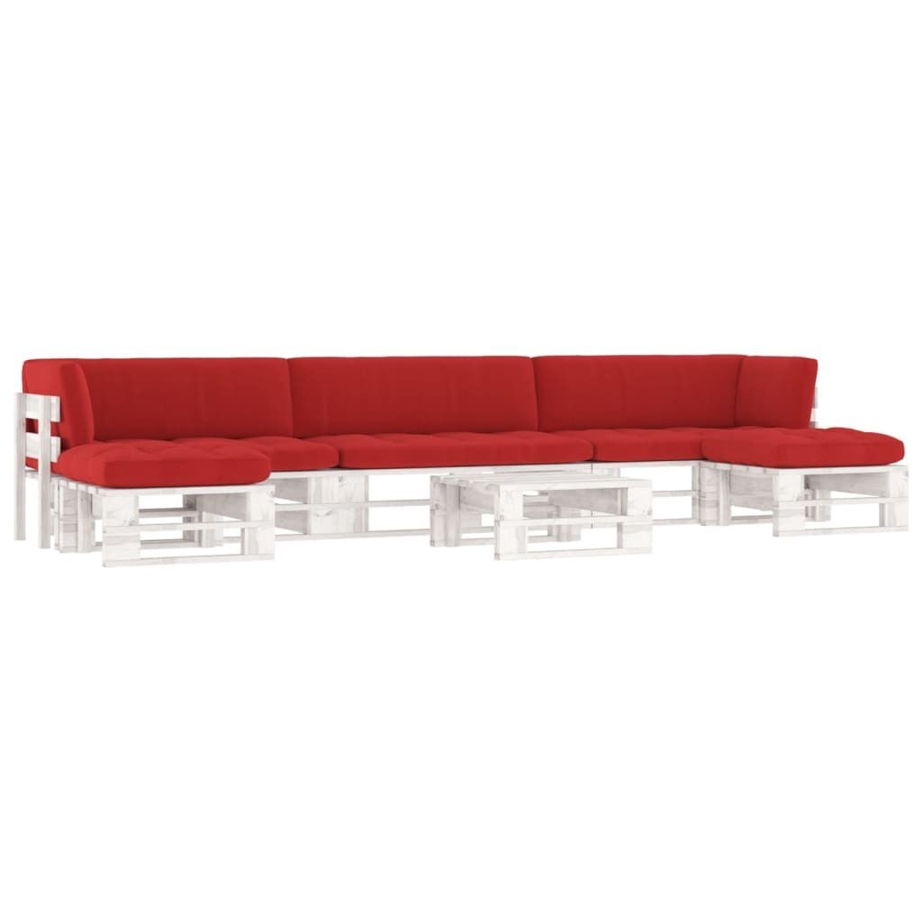 Möbel 6-tlg. Paletten-Lounge-Set Weiß Imprägniertes Kiefernholz - Gartenmöbelset 3066931