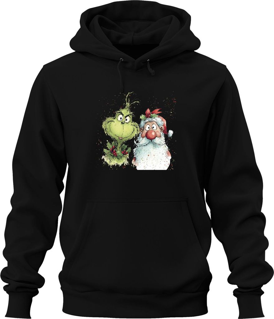 Grinch Weihnachtsmann lustig Weihnachten Geschenk Vintage Uni Hoodie Kapuzenpullover, Schwarz, L