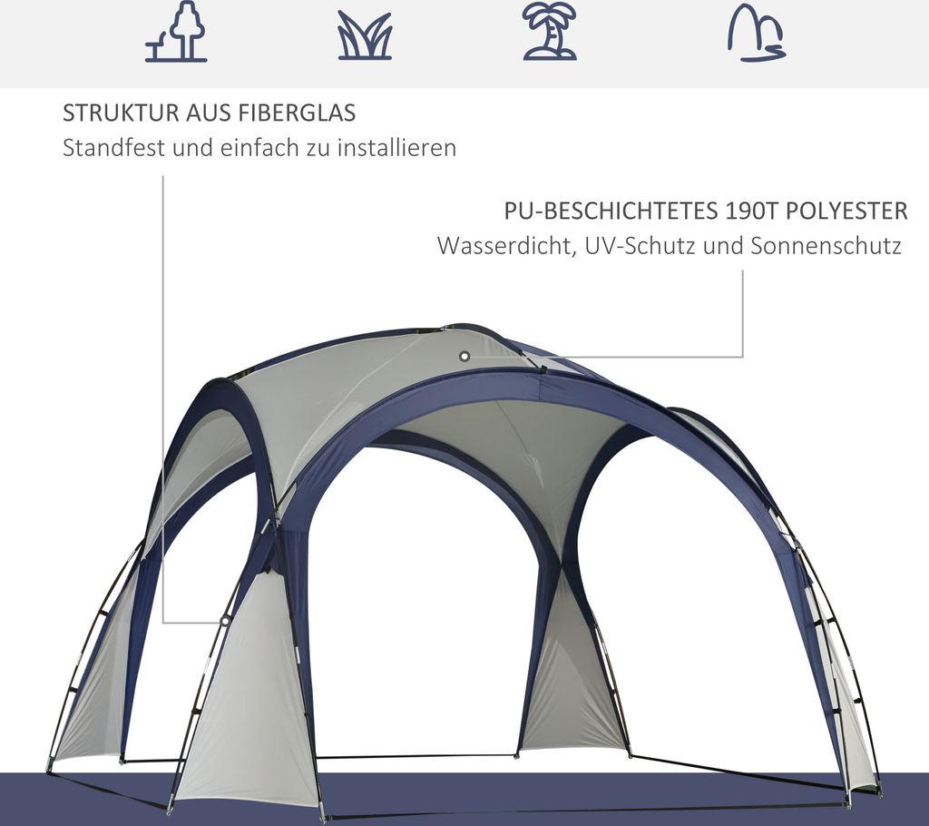 Sunny Garden Pavillon, wetterfest mit Fiberglas + Polyester Produktbild 3