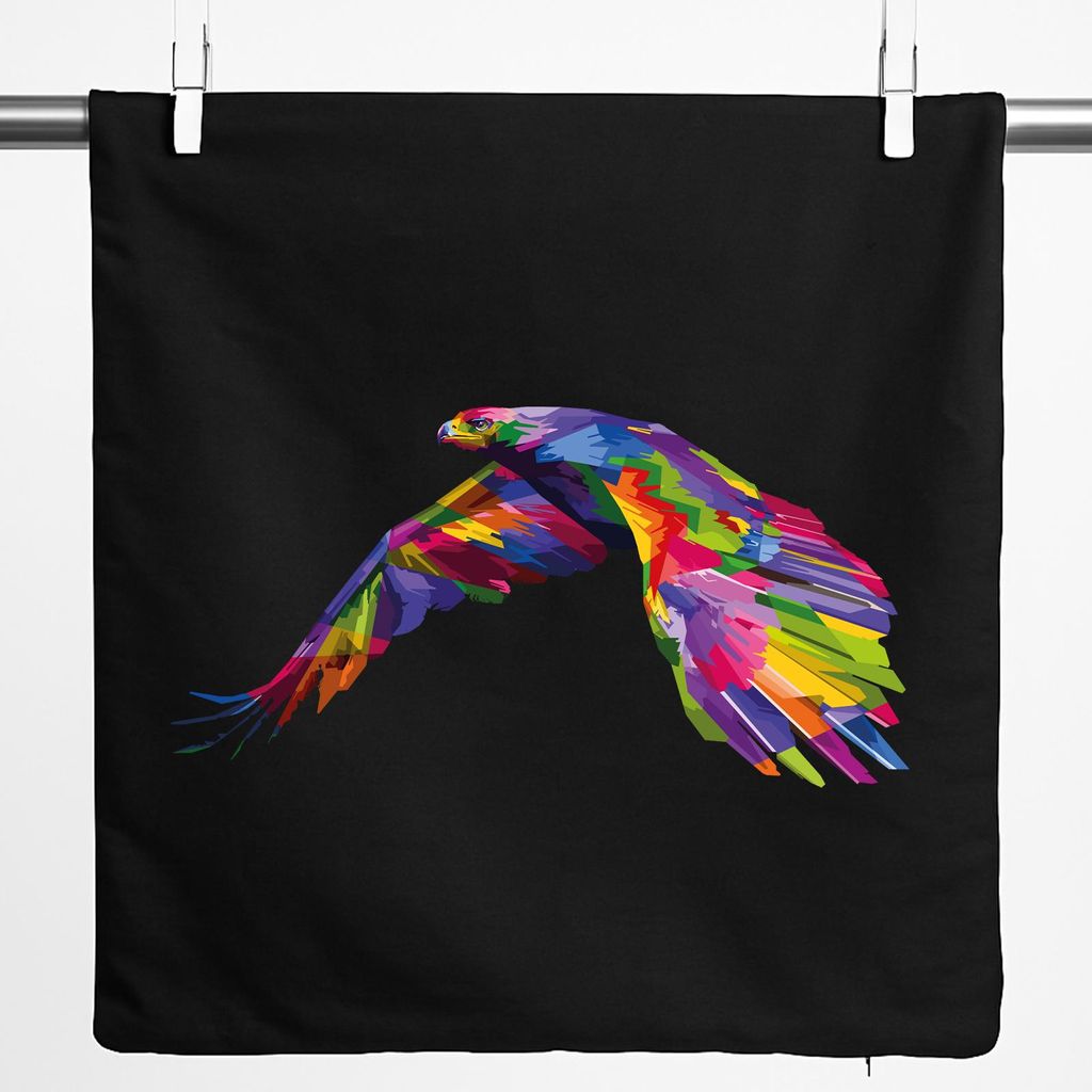 Huuraa Kissenbezug Adler Colorful 40x40cm Black Baumwolle Dekokissenbezug Geschenkidee