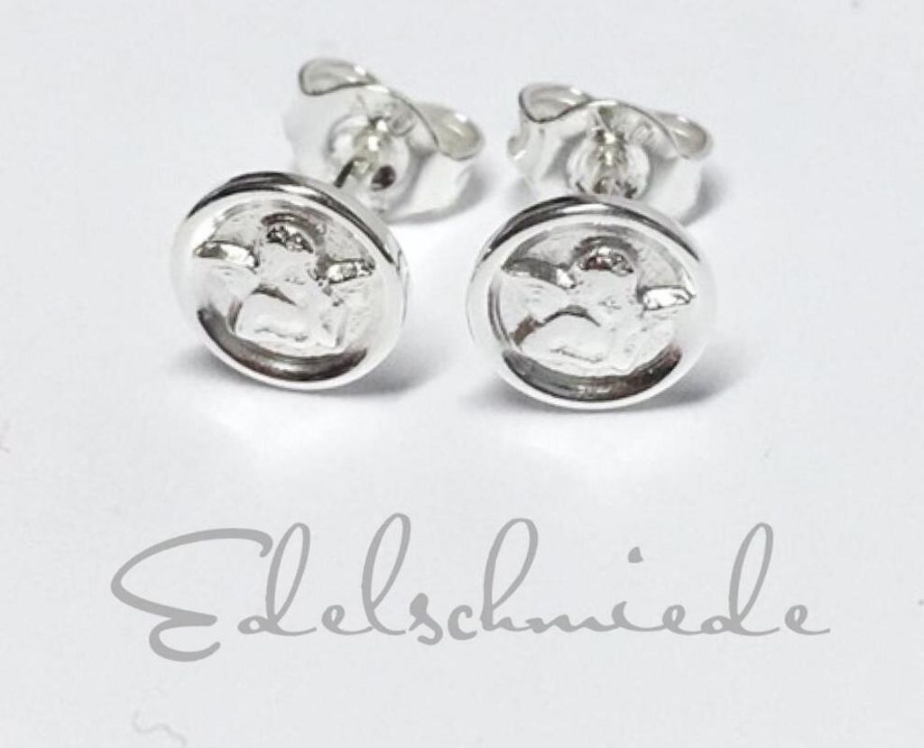 Engel als Ohrstecker 925/- Silber rhod rund 6mm Produktbild 