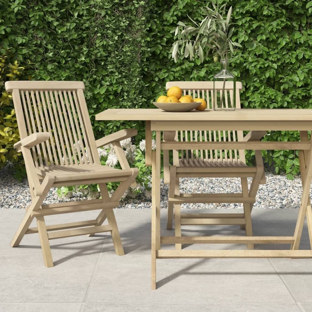 Gartenstühle 2 Stk. Klappbar Grau 56x61x89 cm Massivholz Teak , Gartenstühle Design 2024