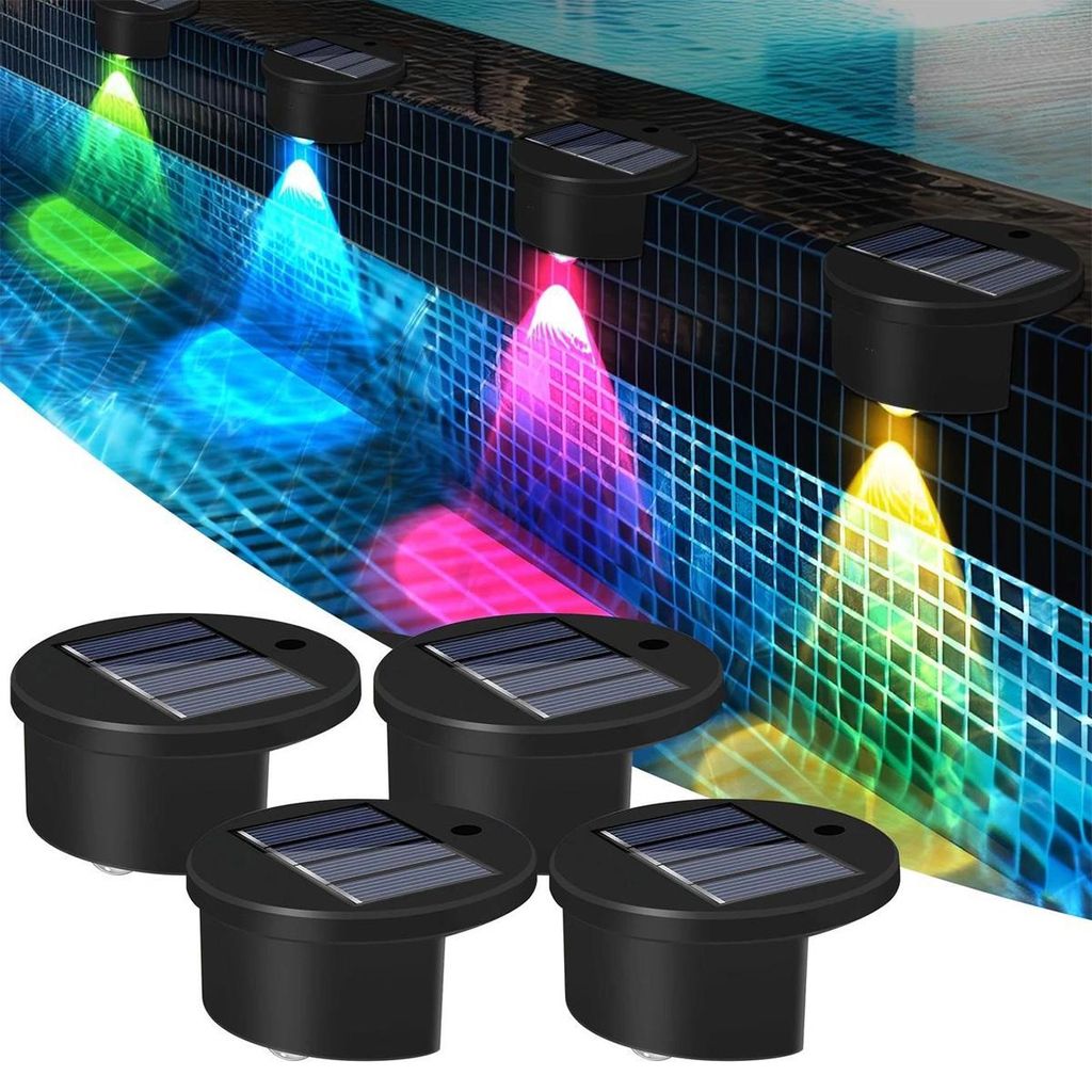 4er Solar-Wandlicht, RGB-Farbwechsel, Dämmerungssensor, ABS Produktbild 
