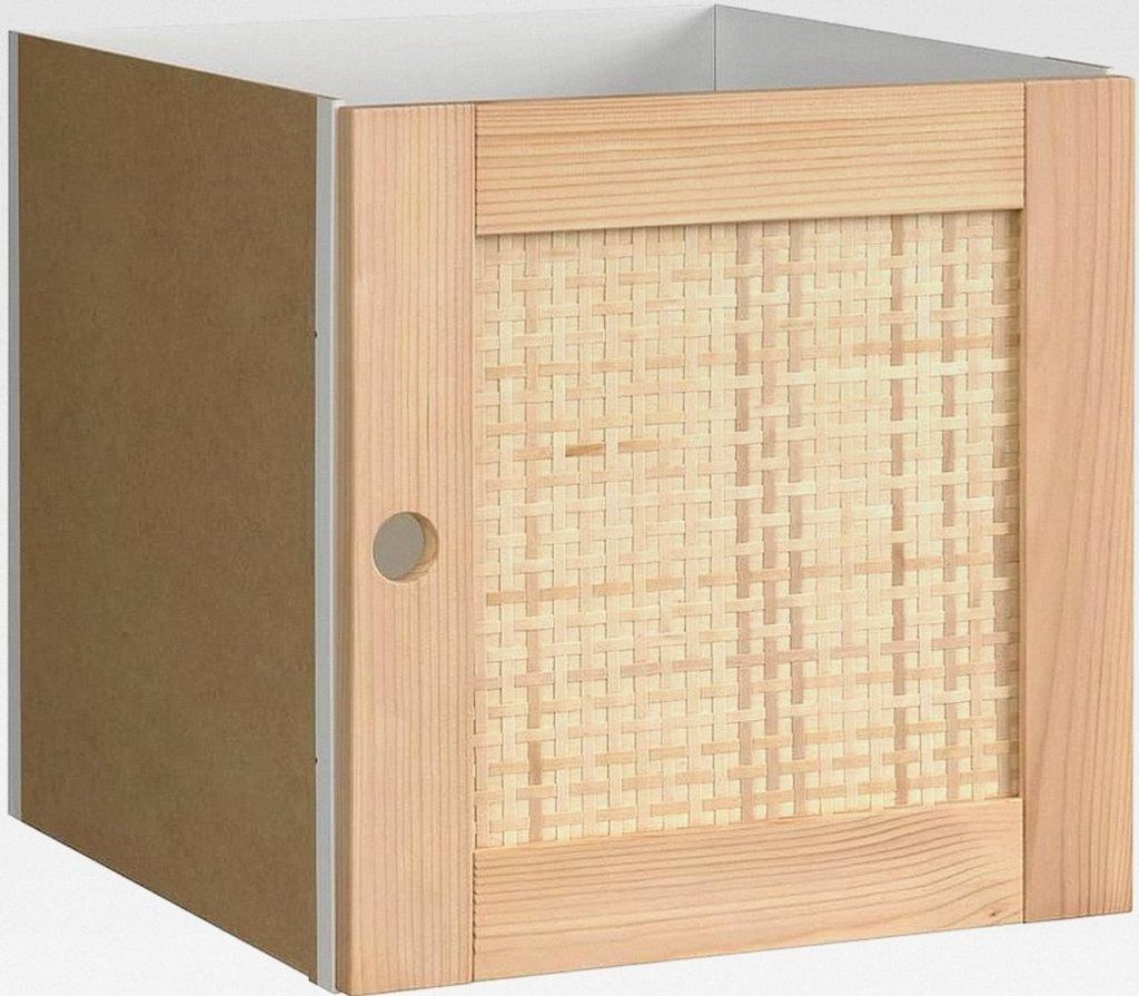 Einsatz mit Tür Kiefer/Pappelgeflecht, Rattan Look 33x33 (IKE 206.111.32) für Kallax Regal