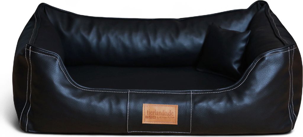 tierlando Orthopädisches Hundebett Maddox Kunstleder Hundesofa Mittelgroß Große Hunde Hundesofa XL XXL - Größe: 100x75cm | Farbe: 03 Schwarz