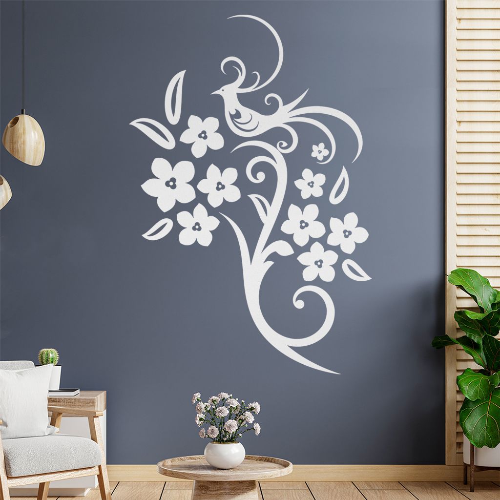 Fasan Vogel Ranke Wandtattoo in 6 Größen - Wandaufkleber Wall Sticker - Dekoration, Küche, Wohnzimmer, Schlafzimmer, Badezimmer