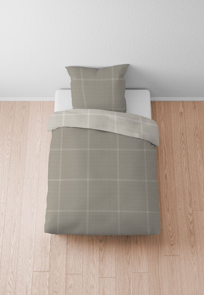 biberna Mako-Satin Bettwäsche 0614606 KARO color: kitt, size: 1x 135x200 cm + 1x 80x80 cm