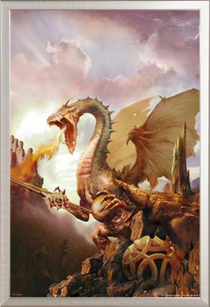 Affiche encadrée Dragon Sword & Sphere cadre aluminium Shinsuke argent