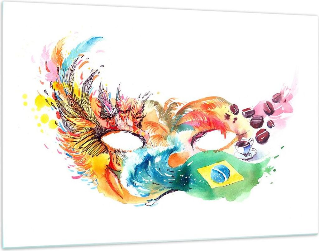 Bilder auf glas - Flagge Karneval Brasilien - 120x80cm - Glasbilder - Wandbilder - Kunstdruck - zum Aufhängen bereit - Wanddekoration aus Glas - G...