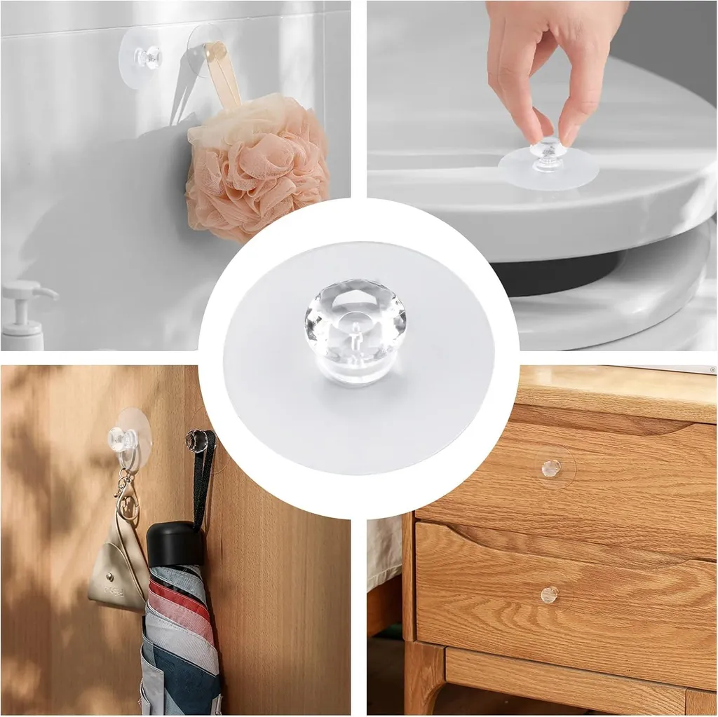 Bouton de Meuble sans Perçage Allecto Premium Effet Diamant - 6 Pièces