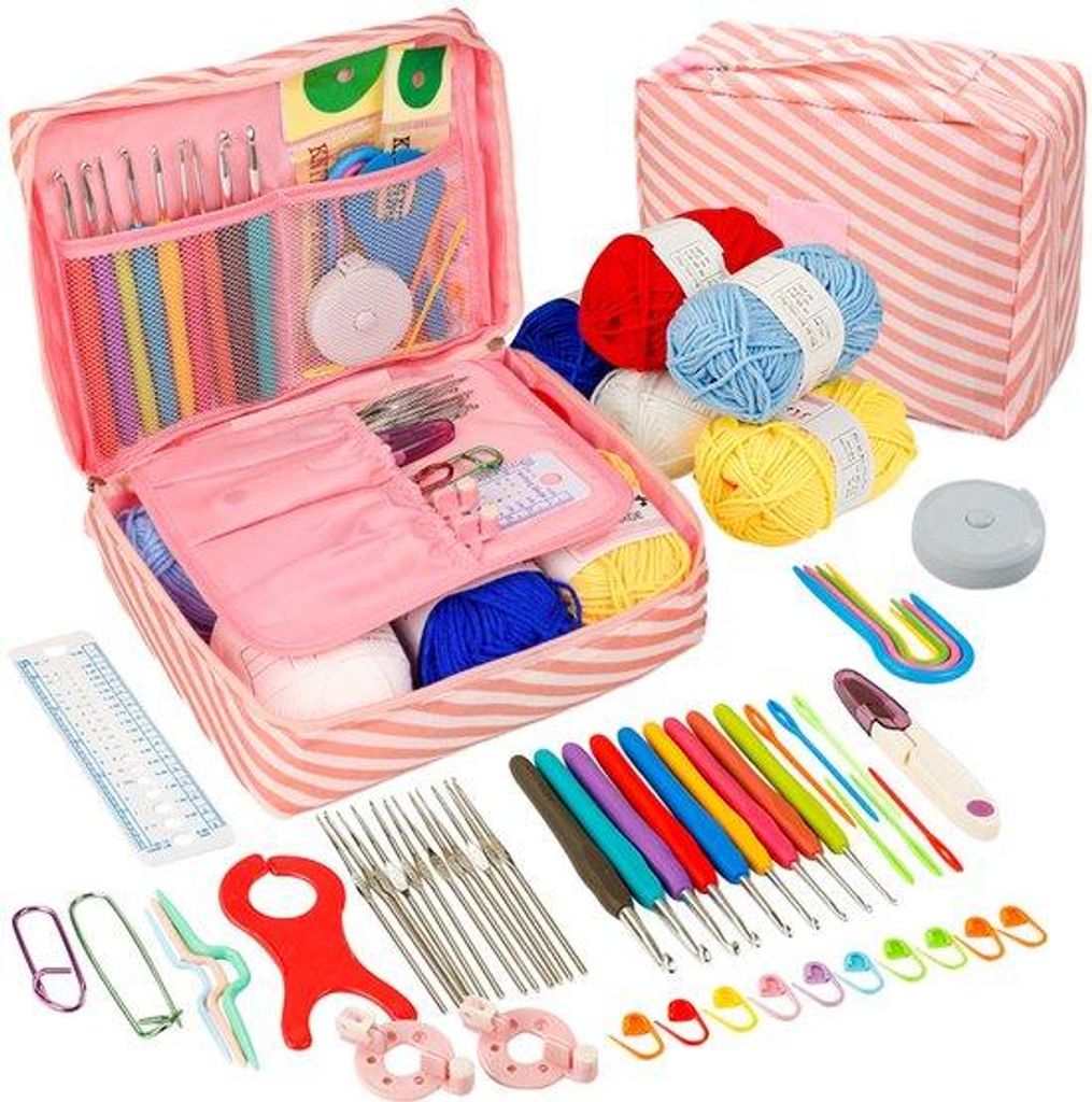 Haakstarter-Set - Ideal für Anfänger, Erwachsene und Kinder - Enthält Haakset, Garn und Werkzeug - Portable Haakstarter - Für verschiedene Haar...