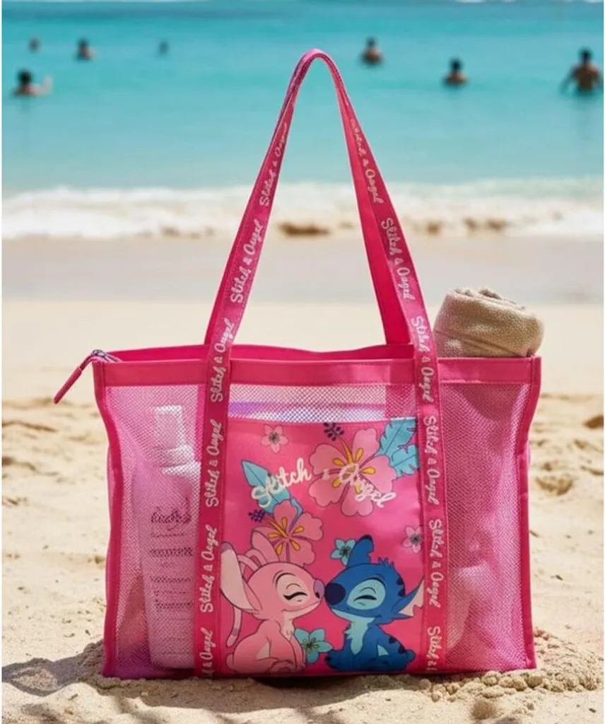 Sac de plage Stitch en maille anti-sable pour linge humide