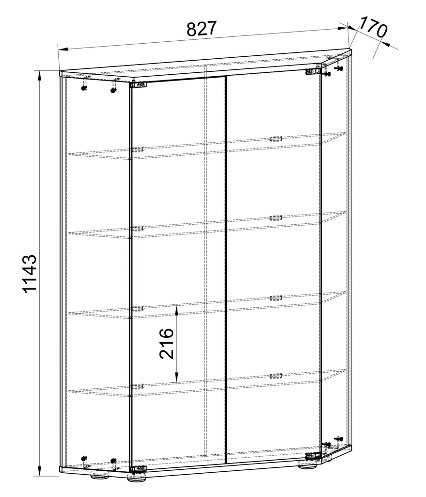 Armoire Vitrine Murale en Verre Argent - Design Compact à 2 Portes - 4