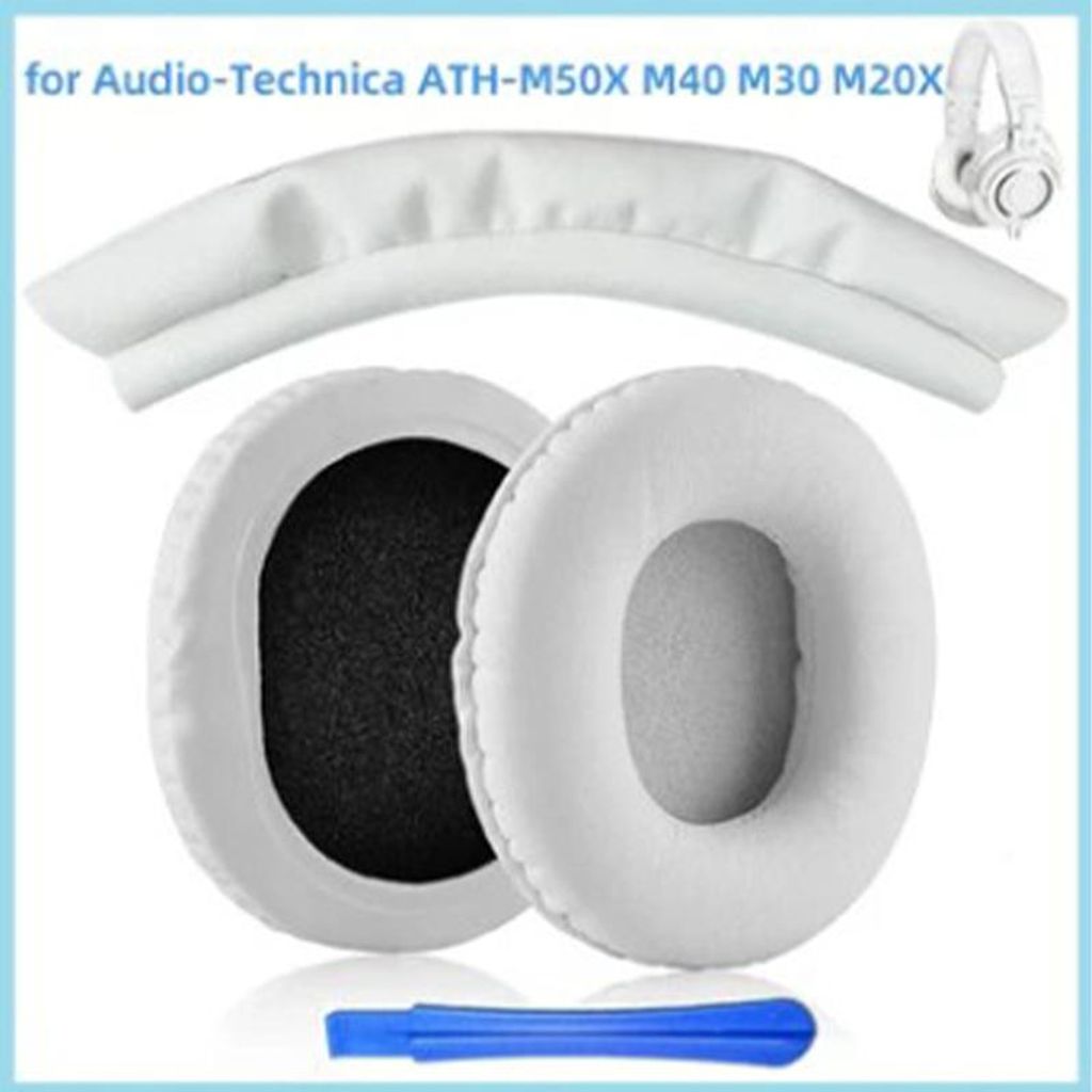 Ersatz-Ohrpolster mit Kopfbügel für Audio Technica ATH M70 M50X M50 MSR7 M40X M40 M30X 7506 Weiß