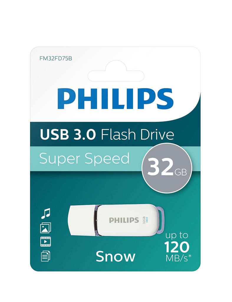 The image shows the retail packaging of a Philips USB flash drive.