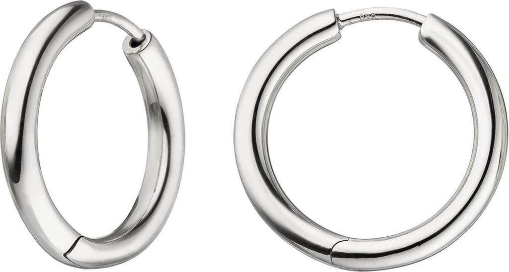 Creolen 20,8mm Klappcreolen, rund, 925 Silber rhodiniert Ohrringe Ohrschmuck