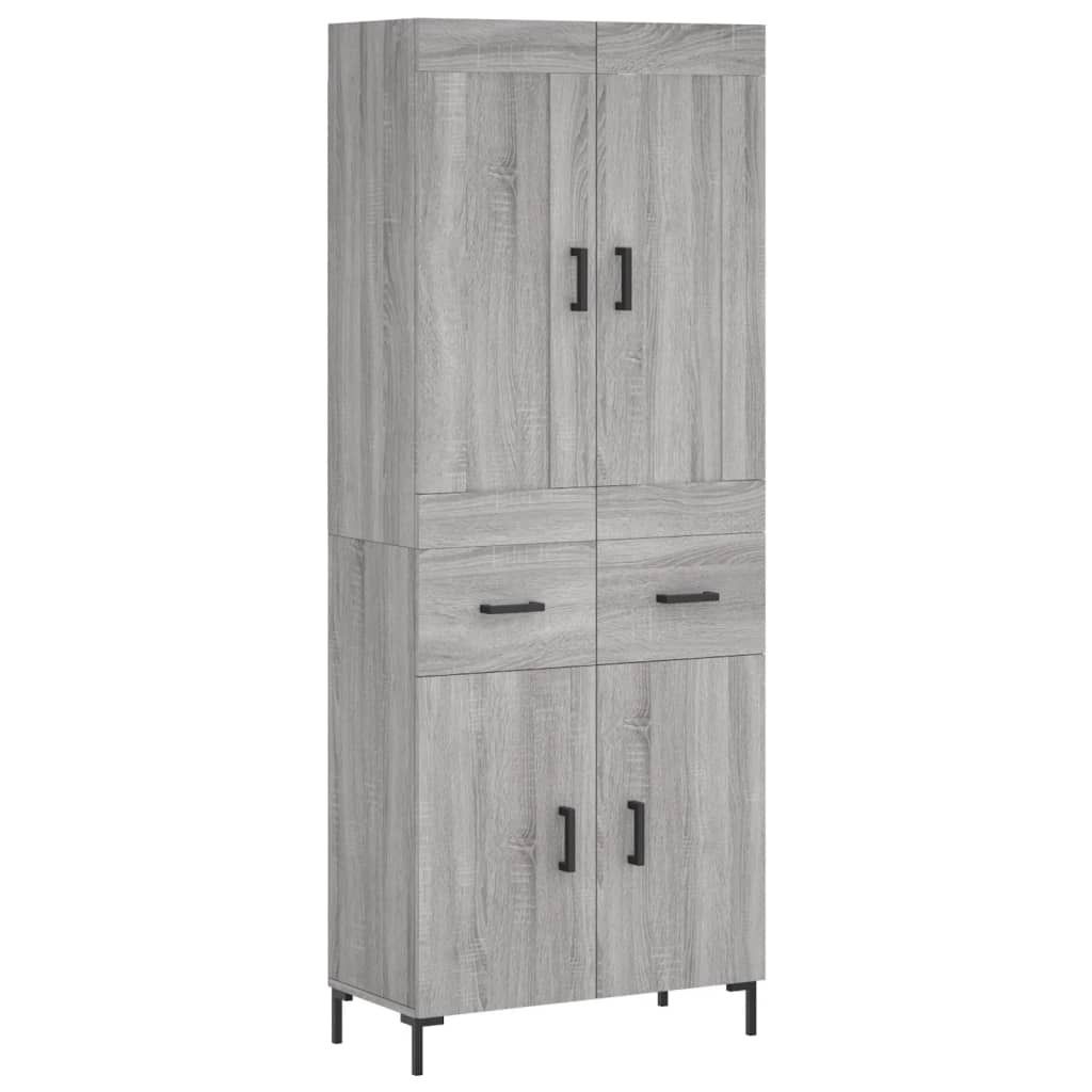 Highboard Grau Sonoma 69,5x34x180 cm Holzwerkstoff
