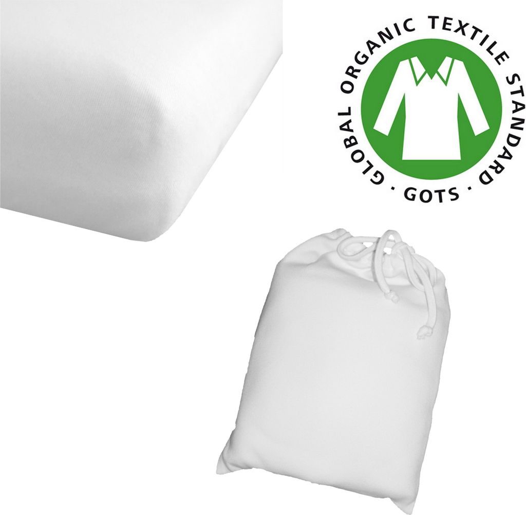 Spannbettlaken reine Bio Baumwolle 60x120 - 70x140 cm weiss für Kinder - Baby Bett