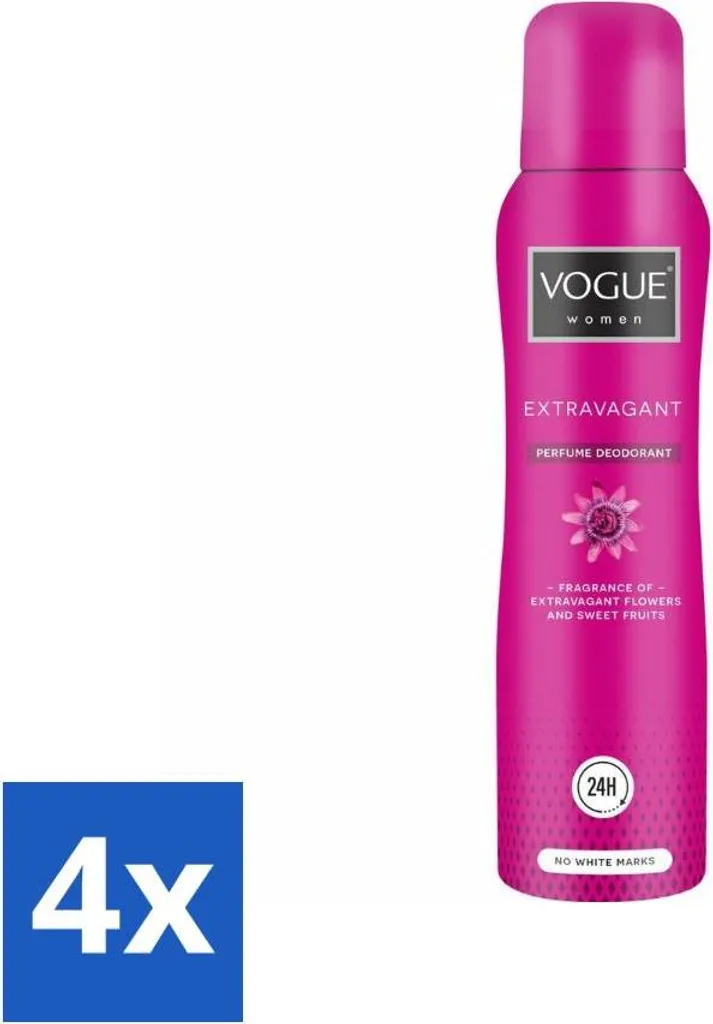 4x Vogue Extravagant Deodorante Profumato 150ml - Promo Risparmio