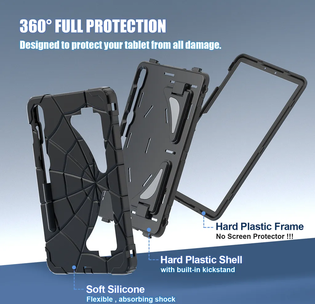 Coque robuste pour tablette Samsung Galaxy Tab S9 FE avec support noir - 4