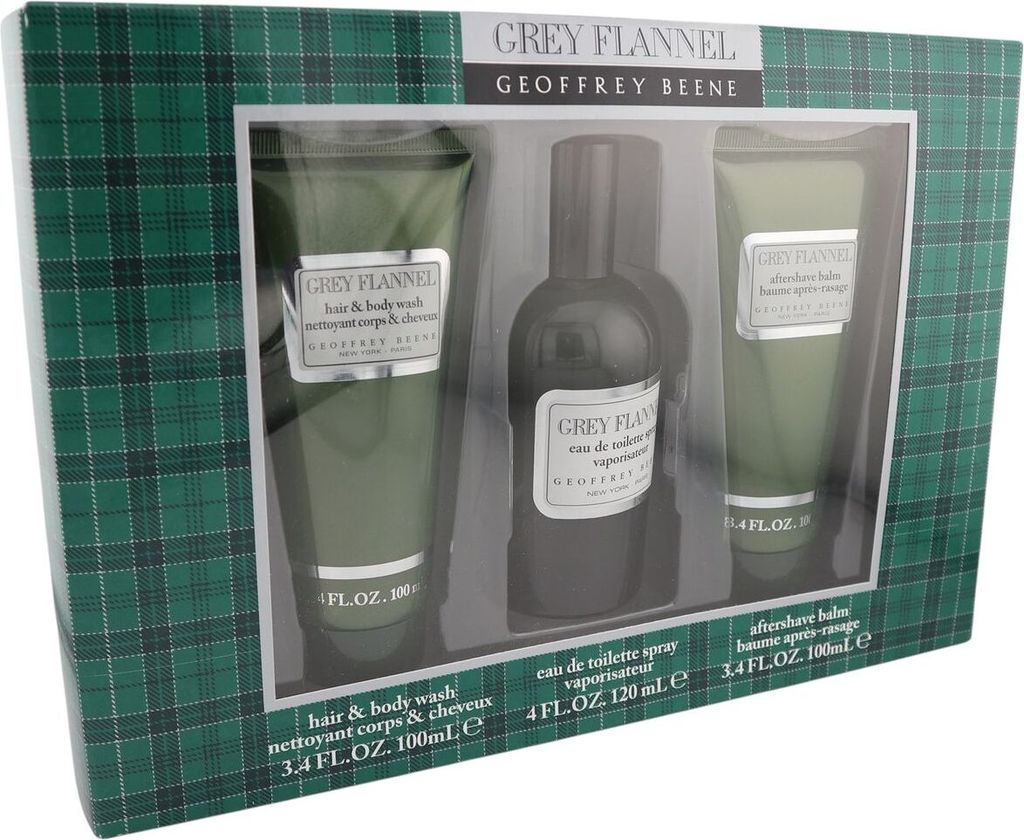 Geoffrey Beene Grey Flannel Eau de Toilette Spray 120 ml + After Shave Balm + Duschgel je 100 ml