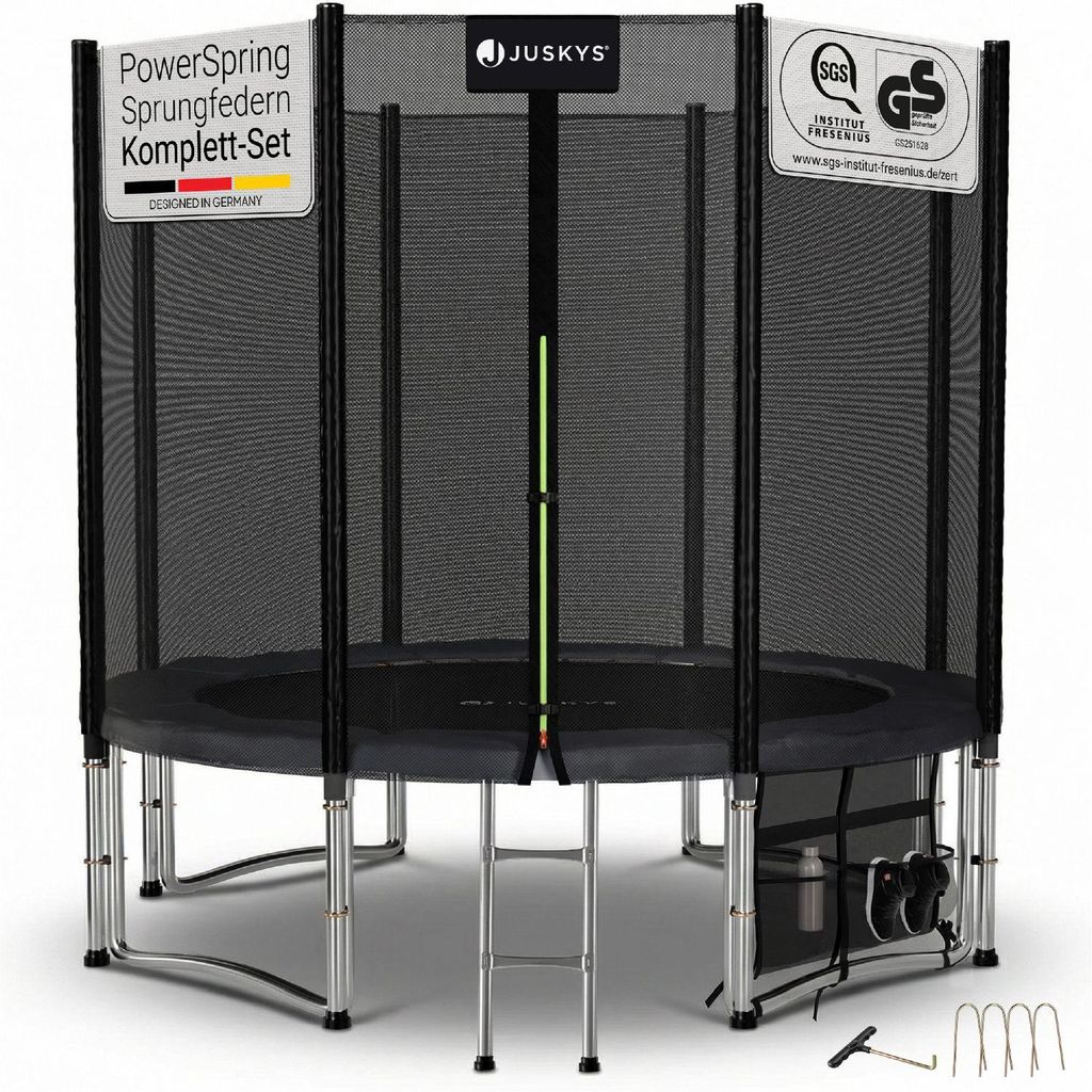Juskys Trampolin JumpMaster M Ø 183 cm mit Sicherheitsnetz & Leiter