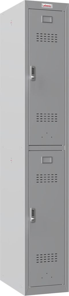 Phoenix PL1230GGE Schließfach Locker Grau - 1 Spind 2 Türen - Elektronisches Schloss - Für Büro, Lager, Fitness