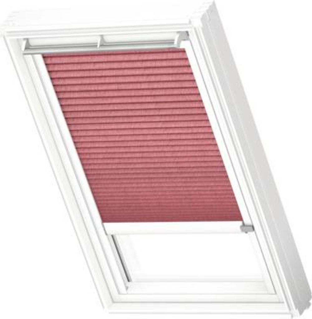 VELUX Dachfenster Plissee blickdicht weinrot mit weißem Alu-Rahmen solarbetrieben FSL M04 1279KWL