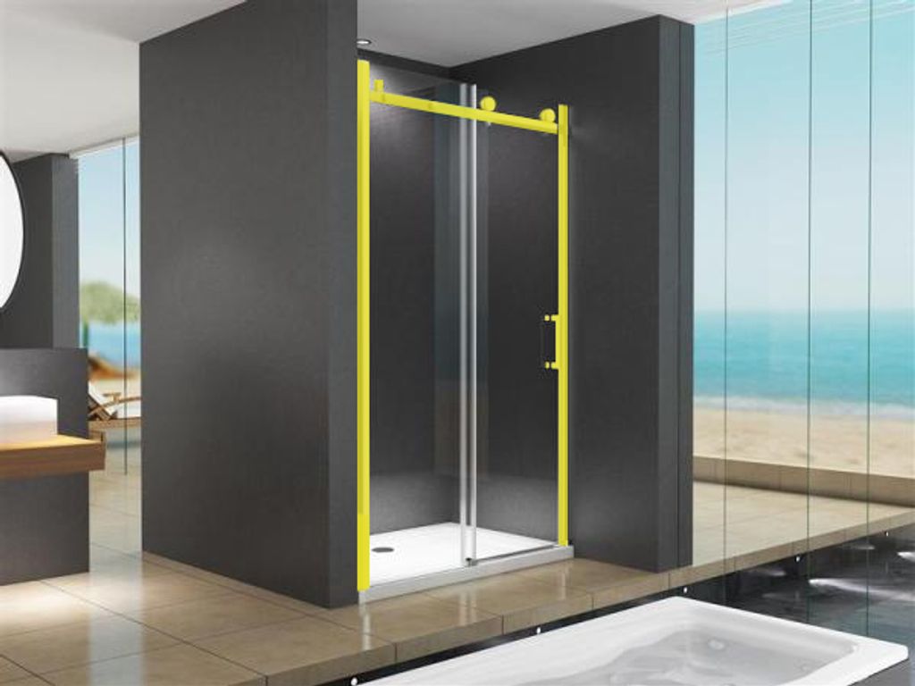 BuyLando Viktoria 100x195 cm Nischendusche mit Schiebetür - Gold Beschläge