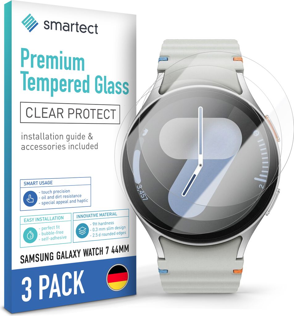 3x Schutzglas Panzerfolie Klar für Galaxy Watch 7 44mm Produktbild 