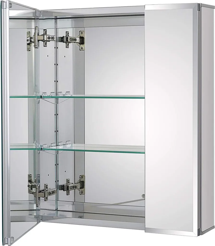 Armoire de rangement miroir salle de bain pour montage encastré alu