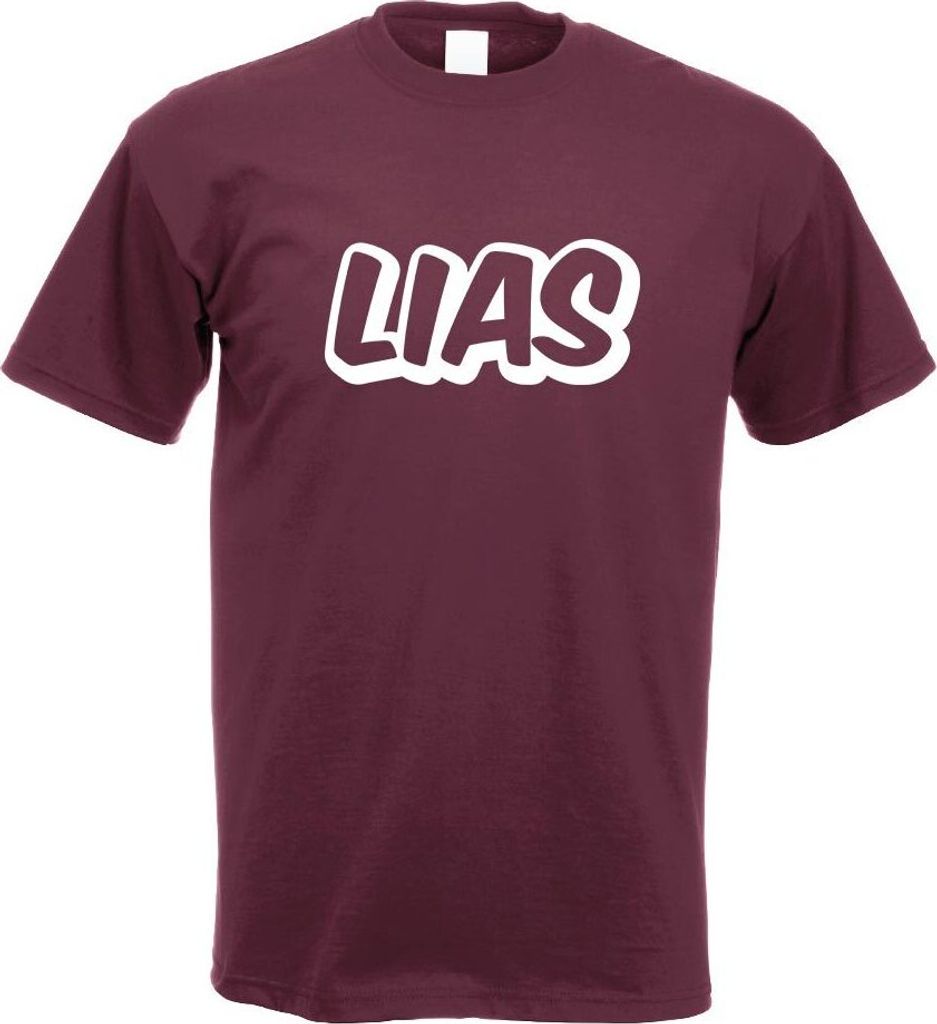 Kiwistar - T-Shirt - Burgund - Lias Vorname Jungen Motiv Bedruckt Funshirt Design Print - mit Motiv Bedruckt - Funshirt Design - Sport - Freizeit -...