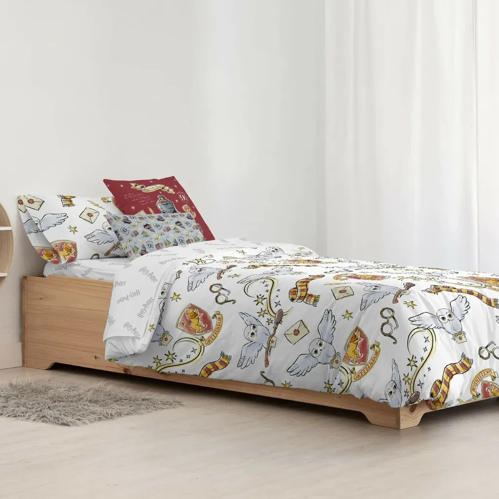 Housse de couette Harry Potter Hedwig en coton doux de taille 155 x 220 cm