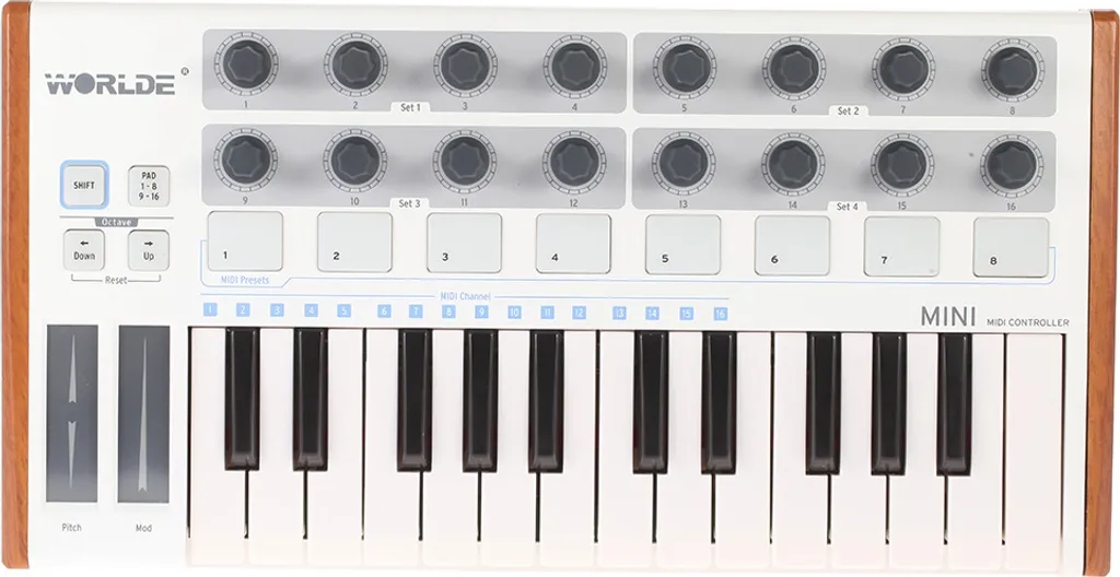 Contrôleur MIDI USB Professionnel avec 25 Mini Touches et Pads de Frappe