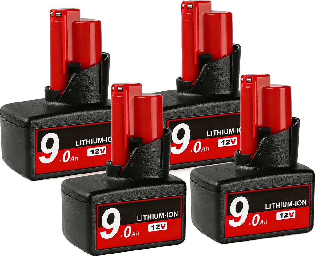 Set 4x Batterie 12V 9Ah Li-ion Compatibili per Trapani e Avvitatori