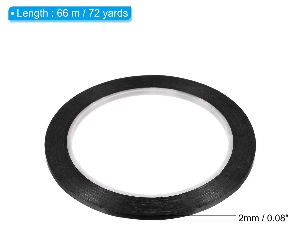 2mmx66m Feine Linien Klebeband Schwarz, 3 Rollen PET Klebestreifen Selbstklebend Dš¹nnes Zierstreifen, Whiteboard Klebeband Wasserdicht Gitter Ma...