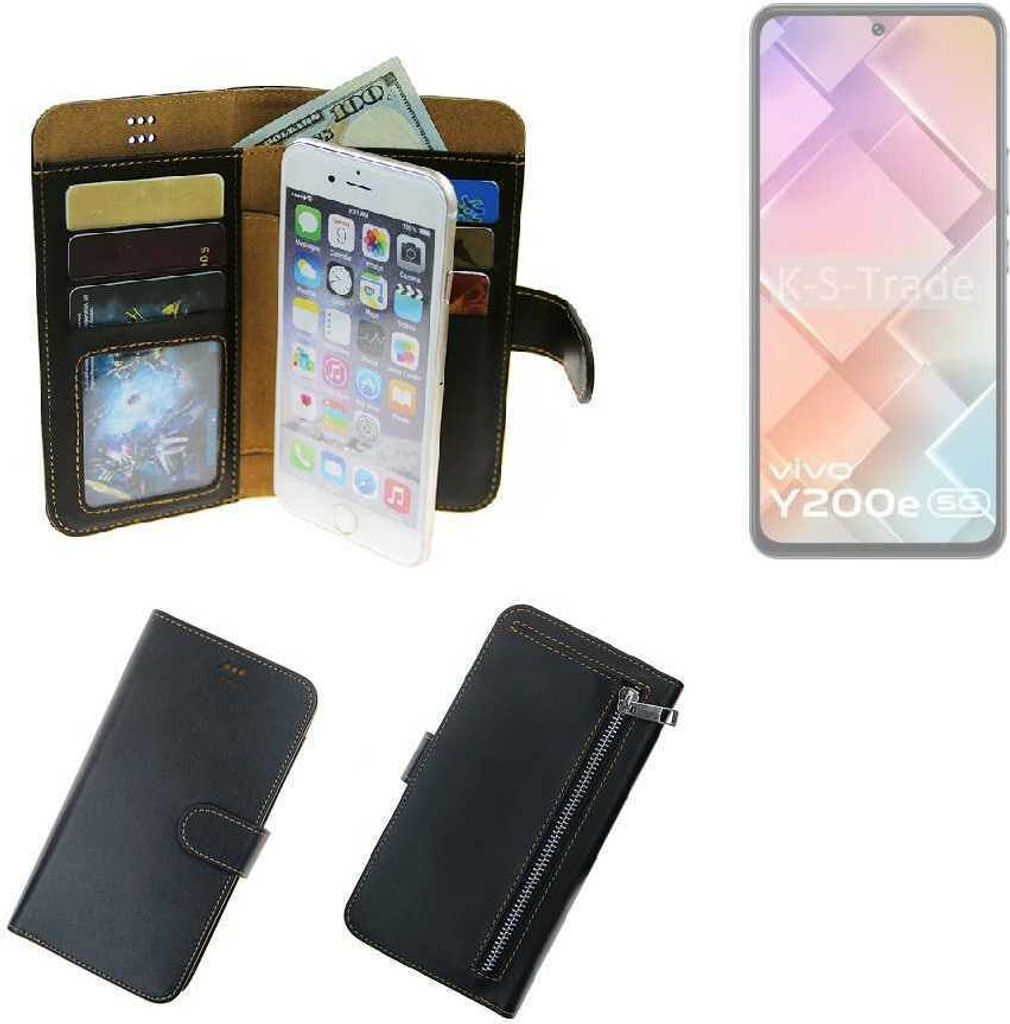 K-S-Trade Schutz Hülle kompatibel mit Vivo Y200e 5G Klapphülle Case Phone cover Slim Handytasche Handy Hülle schwarz aus Kunstleder (1 Stk)