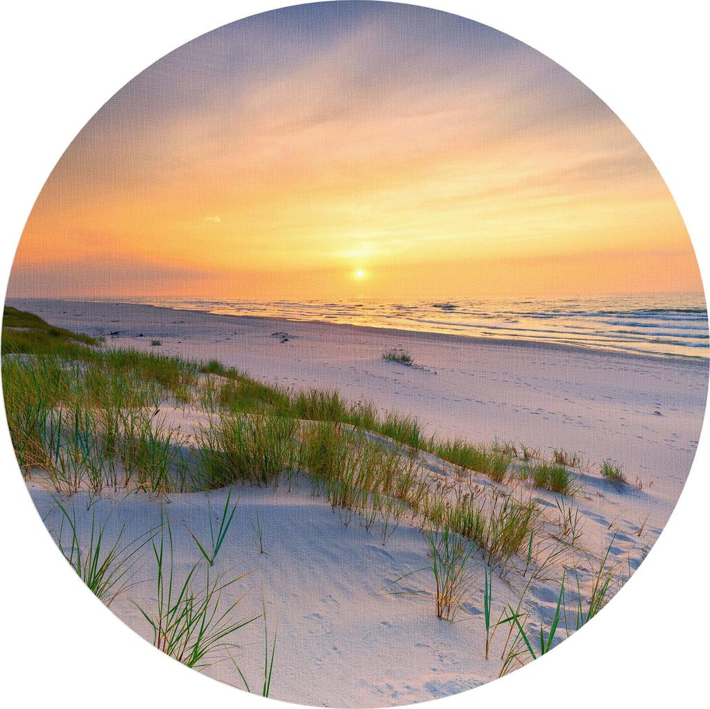 DEQORI Fototapete rund Ø 120 cm 'Sonne sinkt über Ostsee' Wand Tapete Leinwand Sticker