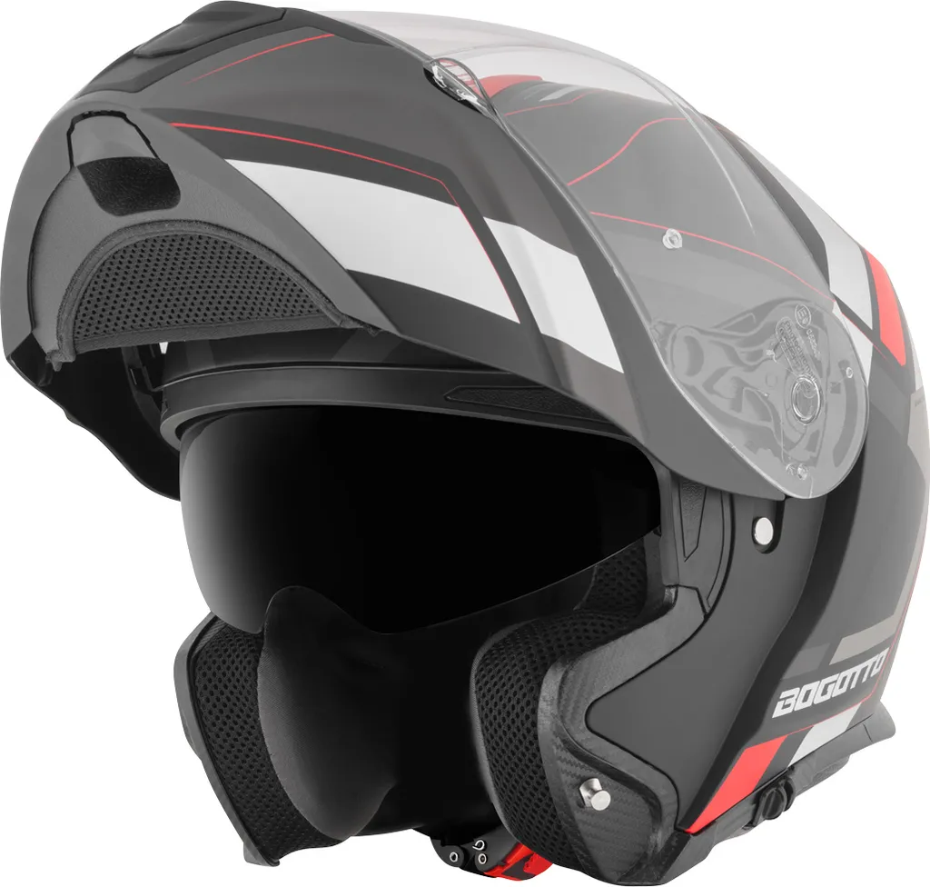 Bogotto FF403 Casque Intégral Oreilles de Chat Rouge et Noir Taille XS