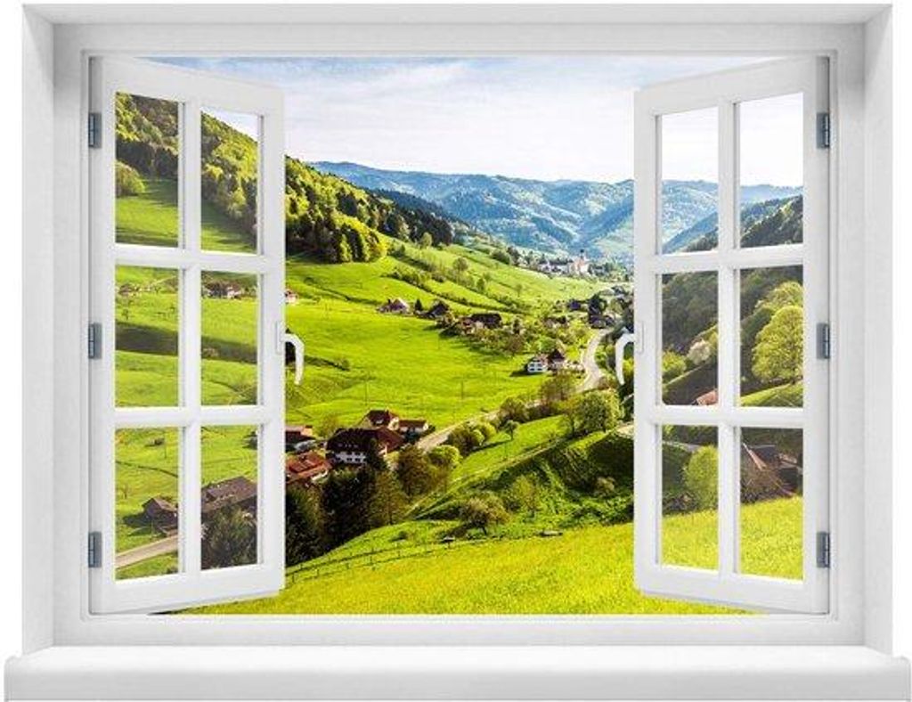 Wandbild - Fenster mit Aussicht auf den Schwarzwald 100 x 78 cm - Wandbild