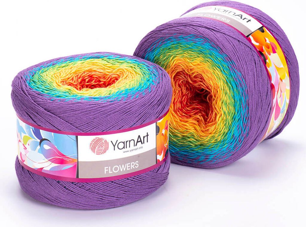Yarnart Flowers Farbverlaufsgarn, Baumwolle/Polyacryl, 1000m, 250g, Stricknadel 2,5mm