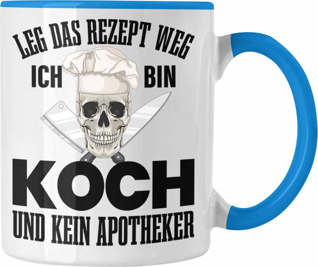 Trendation - Koch Geschenke Männer Tasse Lustig Geschenk für Koch Köchin Geschenkidee Frauen (Blau)