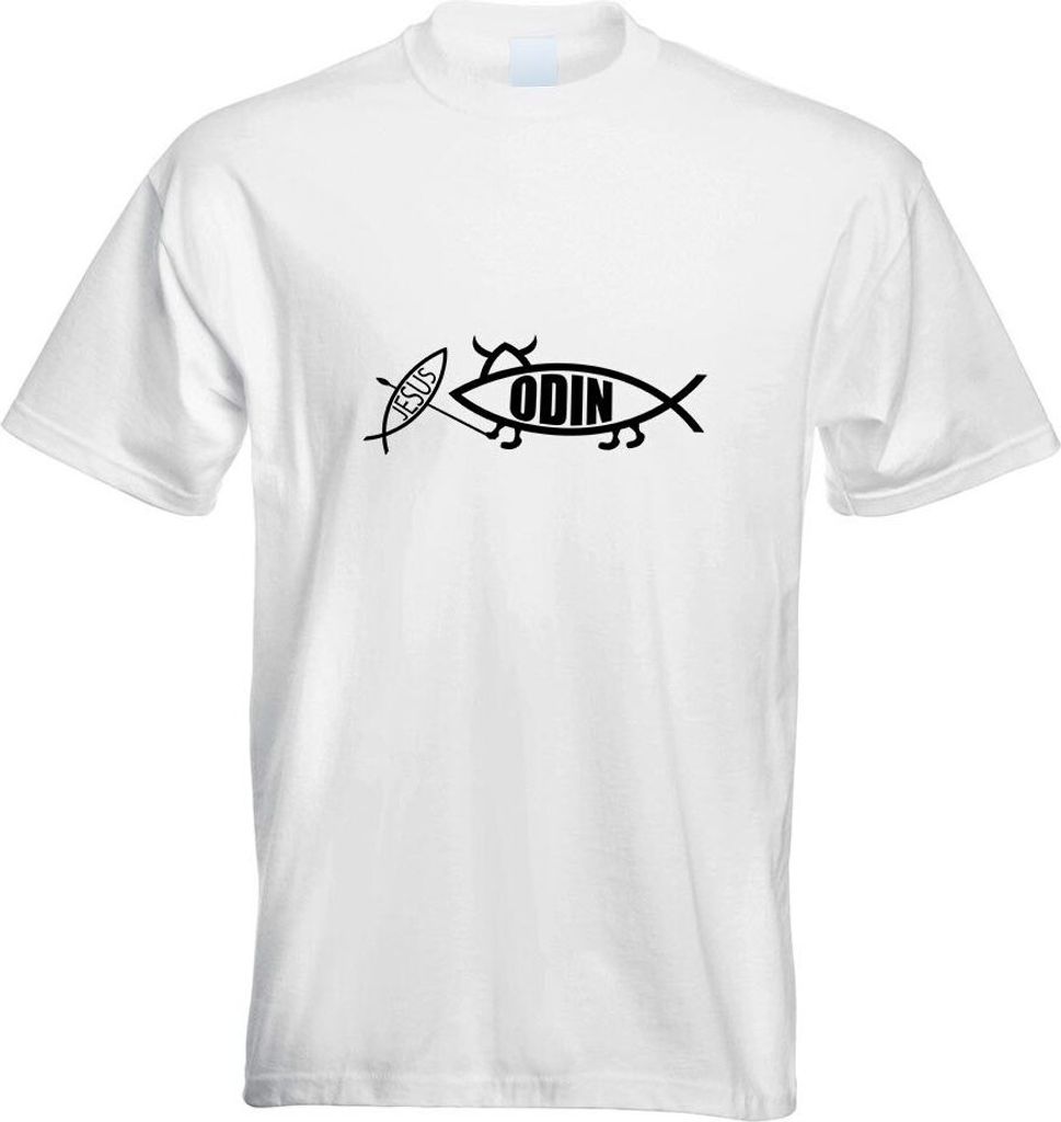 Kiwistar - T-Shirt - Weiss - Odin Fisch Motiv2 Motiv Bedruckt Funshirt Design Print - mit Motiv Bedruckt - Funshirt Design - Sport - Freizeit - Her...