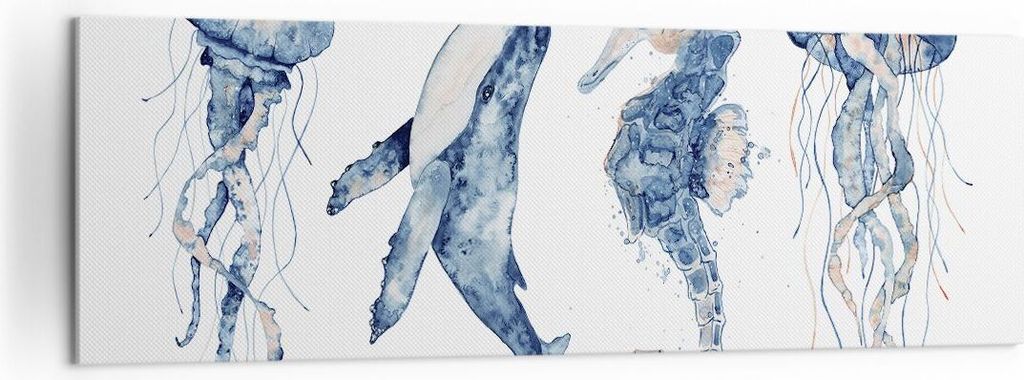 Bild auf Leinwand - Leinwandbild - Einteilig - Tiere Marine Kinder - 160x50cm - Wand Bild - Wanddeko - Wandbilder - Leinwanddruck - Bilder - Wandde...