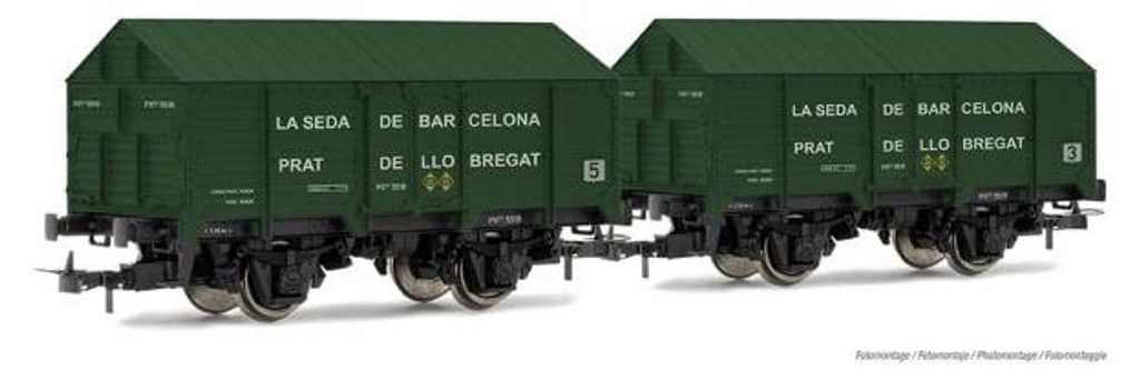 Electrotren 2-tlg. Set gedeckte Güterwagen, R.N. La seda de Barcelona Ep. II E19