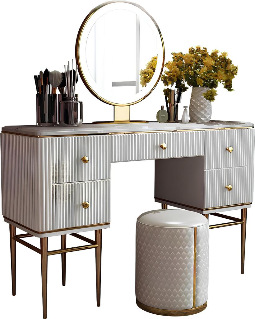 Schminktisch Spiegel Hocker Komplett Set Kommode Schlafzimmer Neu 2tlg. Konsole