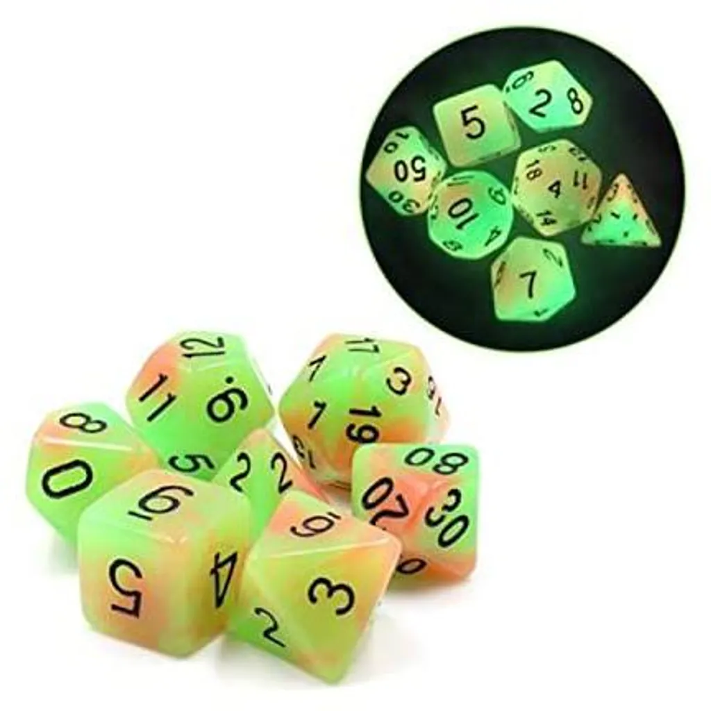 Set de dés RPG Würfel Glow in the Dark Mango en mousse pour jeux de rôle
