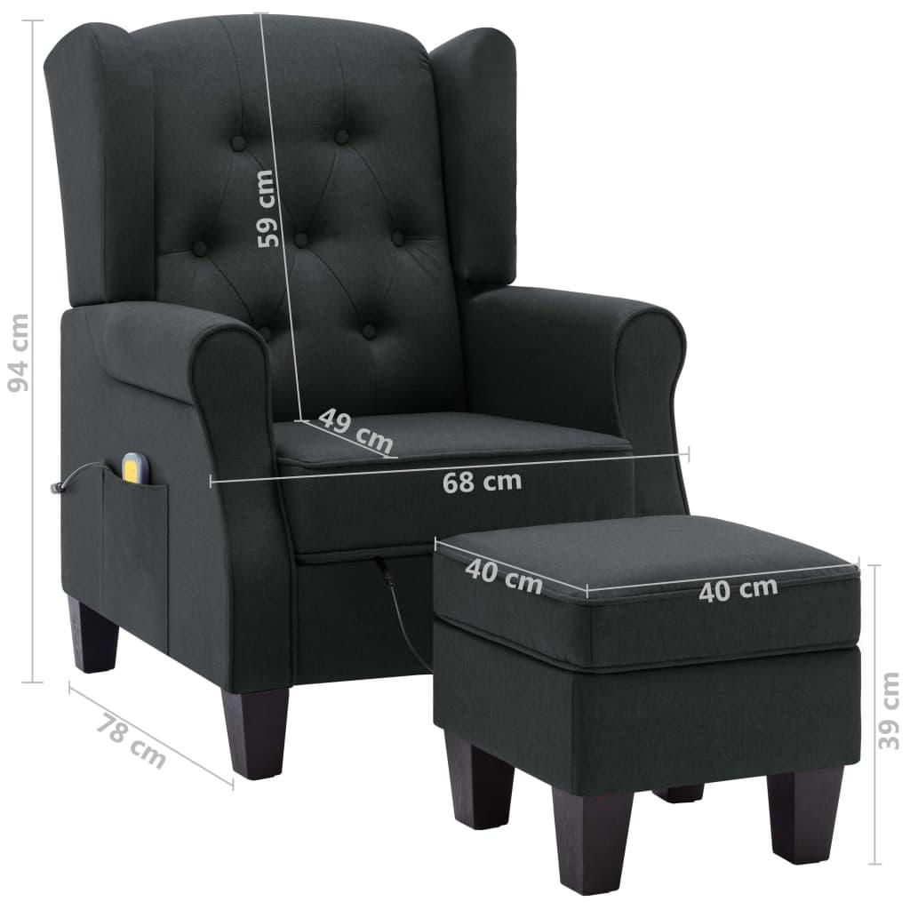vidaXL Massagesessel mit Hocker Dunkelgrau Stoff